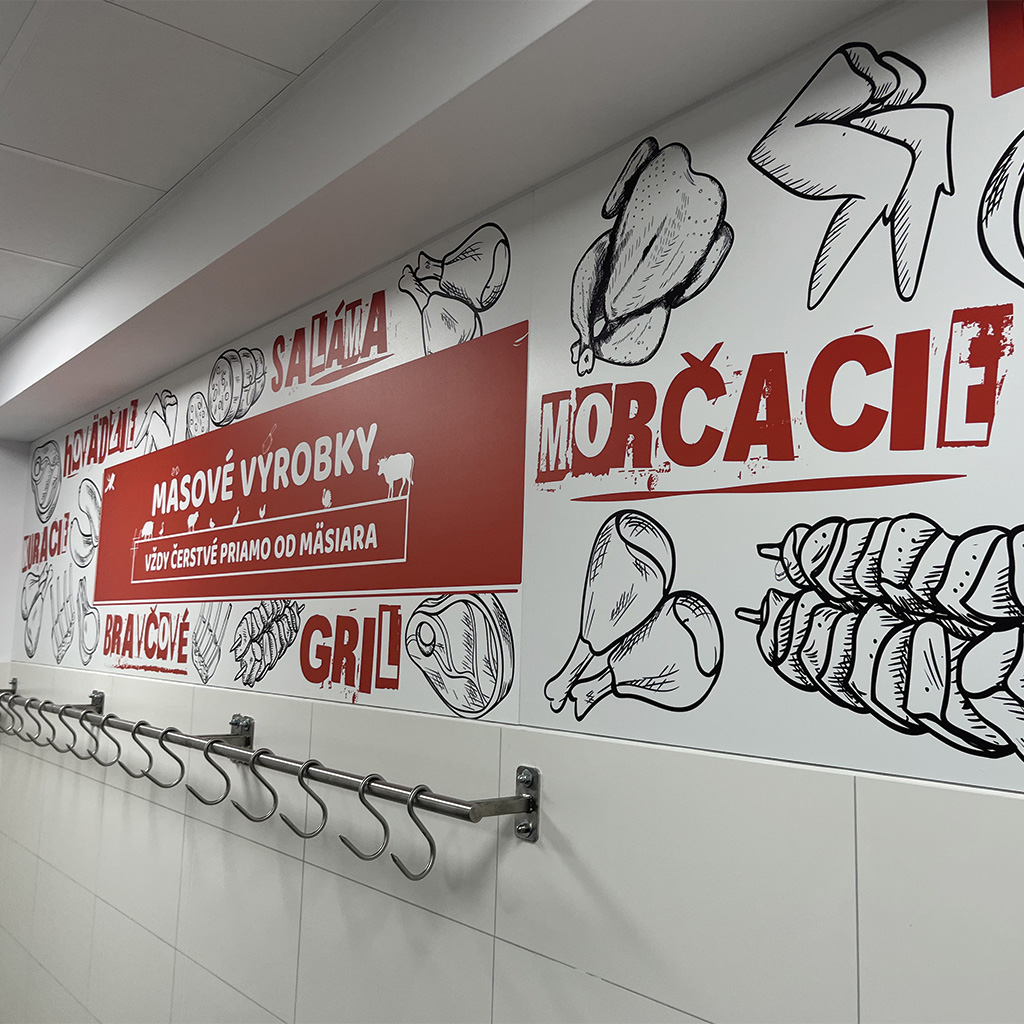 Veľkoformátová tlač na komatex. Banner do obchodných priestorov.